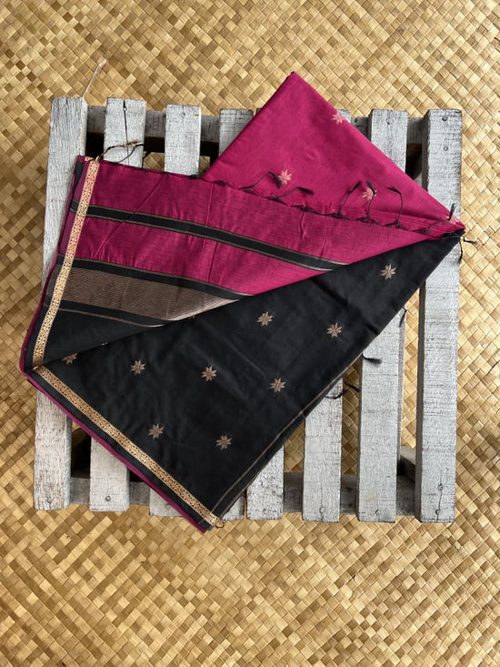 Silk Cotton - Maroon Black