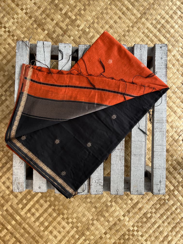 Silk Cotton - Orange Black