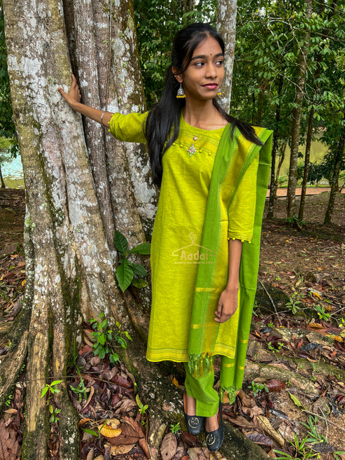 Teen Chudithars - Lime Green