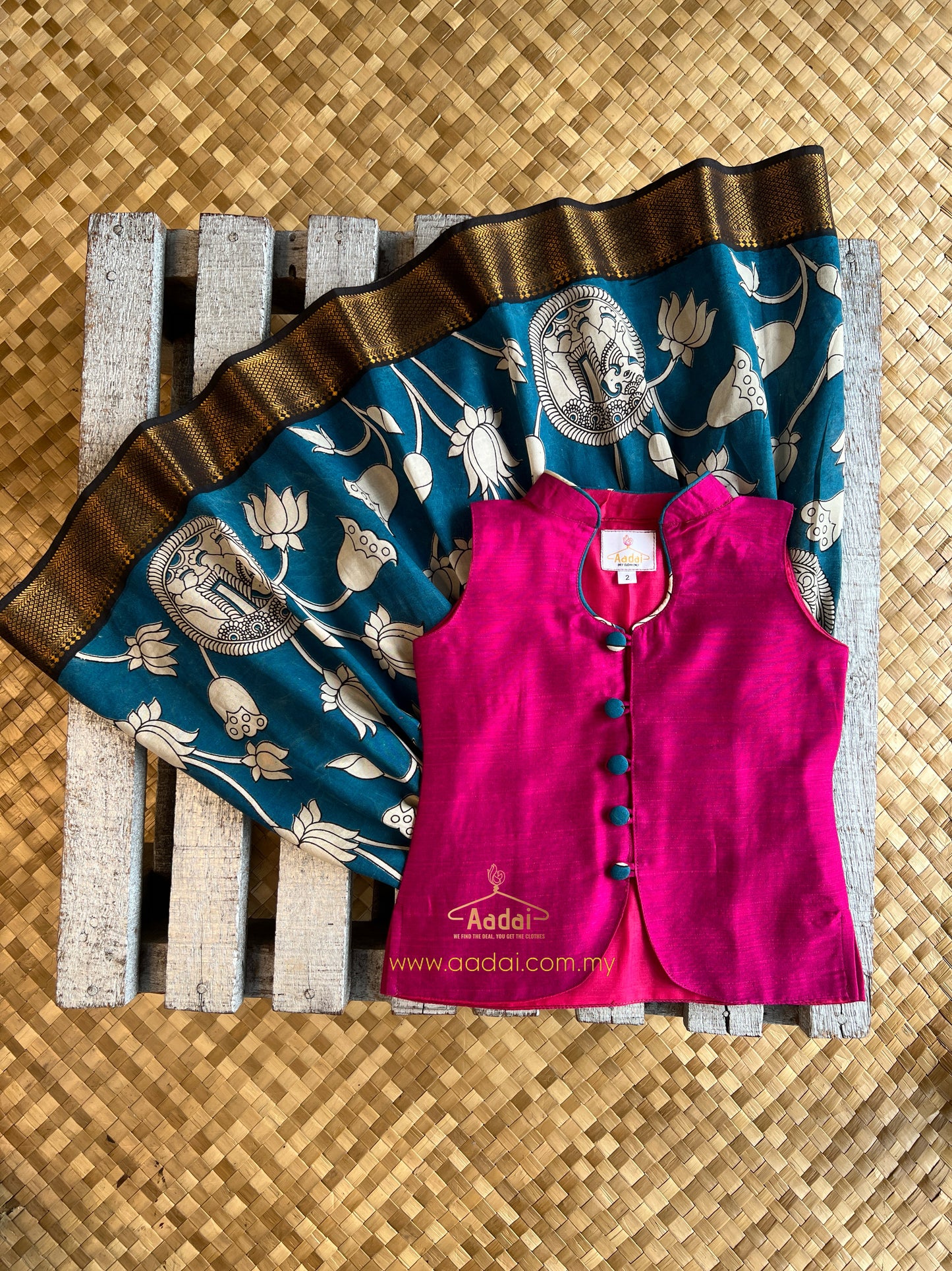 Trilochana - in Rani Pink & Blue